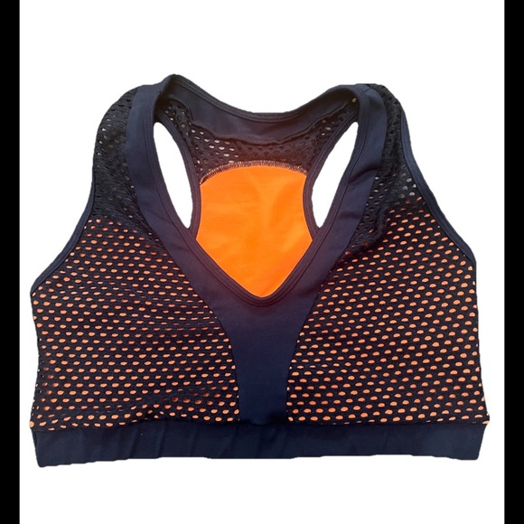 Women Cross back Sports Bra Size Small Orange Black D’Moniky (0383) - Picture 1 of 8